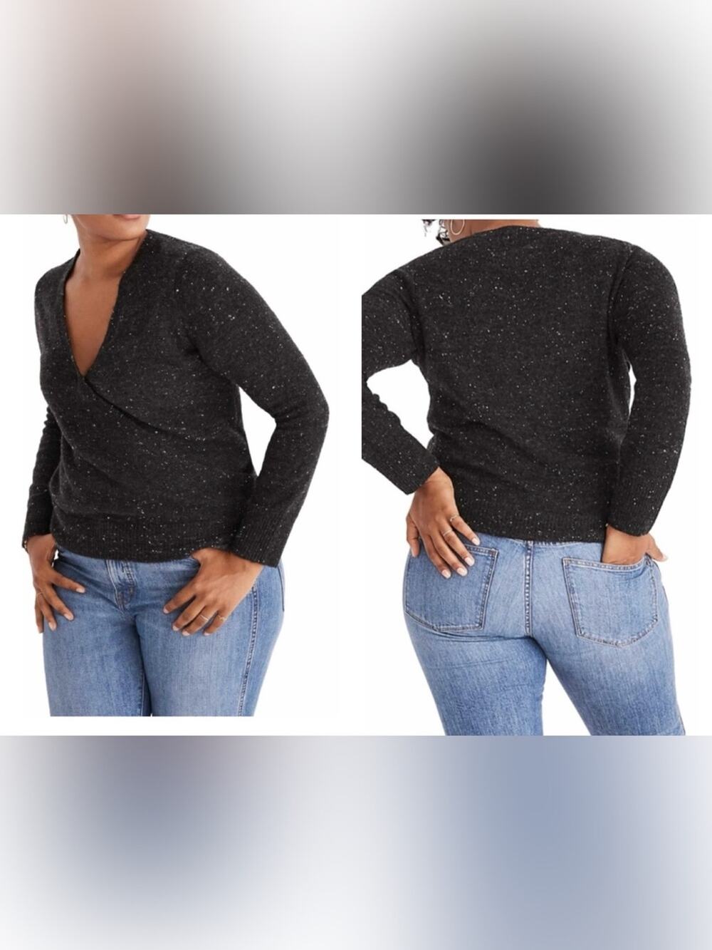 MADEWELL Donegal Wrap Front Pullover Sweater Wool Boxy Cozy V Neck Size 3X NEW